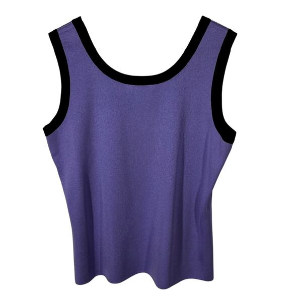 Misook Sweater Jacket Set Purple Black Trim Knit Shell 2 Pc L - Picture 5 of 9